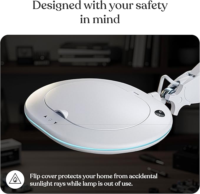 Brightech LightView Pro XL Magnifying Desk Lamp with Clamp, Adjustable Magnifying Glass with LED Light for Crafts, Reading, Close Work, Dimmable Light Magnifier with Wide Glass Lens