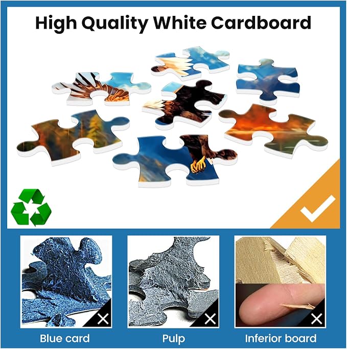500 Pieces Puzzle for Adults，Bald Eagle Puzzle Mountain Lake Jigsaw Puzzle | Animal Jigsaw Puzzle 500 Pieces Challenging Game Recycled Cardboard Home Decor Birthday Party Gift Toy for Teens Seniors