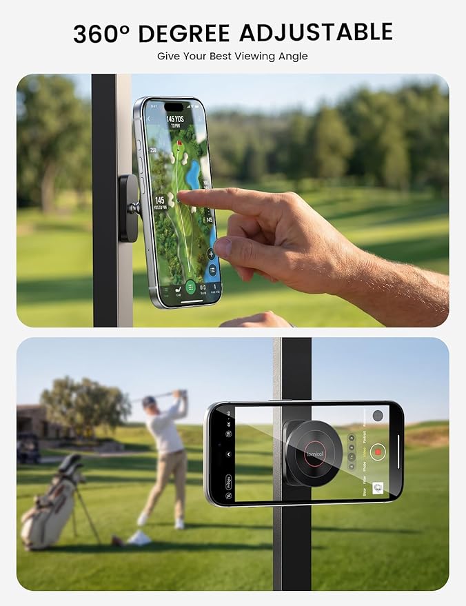 Lamicall Magnetic Golf Cart Phone Holder Strongest N55 Magnet Alloy Build | Unique Golf Accessories Gift for Men Dad Husband 360° Pocket-Sized for Magsafe Phone Holder for Gym Fits EZGO Club Car Yamaha