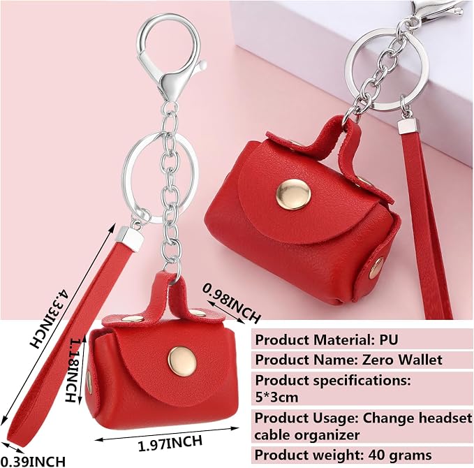 Liliaafar 6 Pcs Mini Backpack Keychain Mini Coin Purses for Women Cute PU Leather Makeup Bag with Keychain, Multi Pocket Card Holder Cable Organizer Giftable Zipper Pouch (Retro)