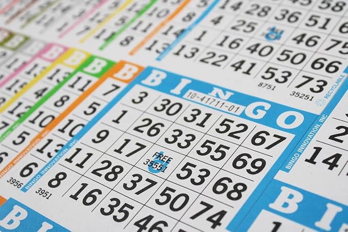 Bingo Books – 1 Face, 5 Pages Each, 100 Disposable Game Books – Large Print Dauber Sheets, Recyclable Cards for Seniors & Adults (1on5up)