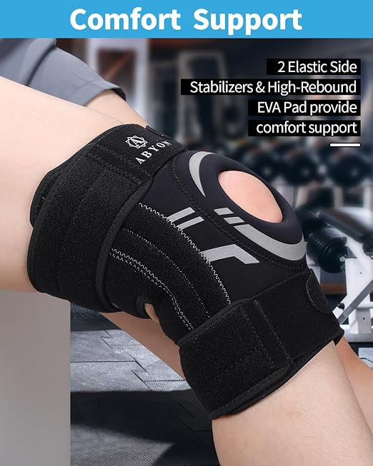 ABYON Knee Brace for Men & Women – Adjustable Knee Support for Meniscus Tear, ACL, MCL & Arthritis – Neoprene Patella Stability Wrap with Dual Side Spring Stabilizers & Patella Gel Pad for Pain Relief & Injury Recovery – See How to Size Video Before Or...