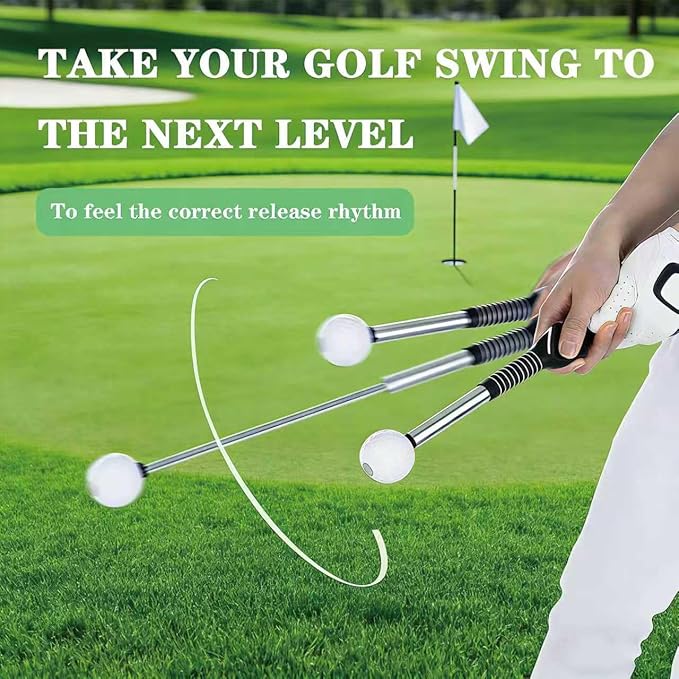 Golf Swing & Golf Grip Trainer with Arm Band for Right & Left Handed | Retractable Golf Training Aid with Click Feedback & Grip Correction, Great for Indoor & Outdoor Practice, Golf Gifts for Men