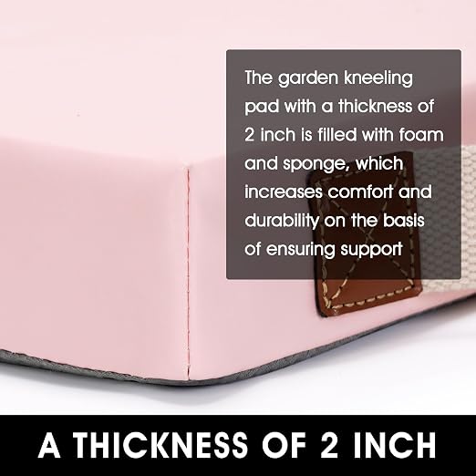 HappyPicnic Waterproof Garden Kneeling Pad, 2in Thick, Pink, 1 Pack | Soft High-density Foam knee support, with Handle, Easy to Clean, Non-slip, for Gardening, Yoga, Prayer, Housework, Exercise