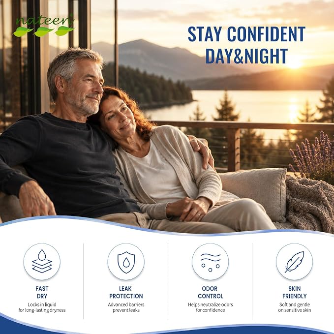 Nateen Combi Maxi Adult Diapers with Tabs for Men & Women, Maximum Absorbency Incontinence Briefs,Overnight Protection, Leakproof Disposable Adult Underwear. Medium, 10Count
