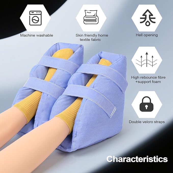 Heel Protectors for Pressure Sores - Adjustable Bed Sore Heel Boot, Pressure Ulcer Cushion Pillow for Elderly Bedridden & Surgery Recovery, Ankle & Foot Support Supplie