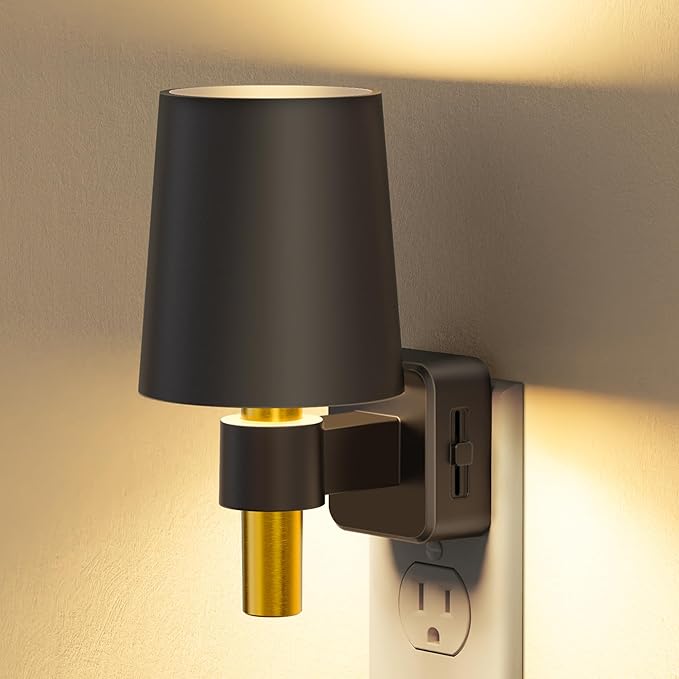 Briignite Night Light, Dimmable Night Lights Plug into Wall, Dusk to Dawn Sensor, Soft White 3000K, 0-100LM, Plug in NightLight, Vintage Night Light Compact for Hallway Bedroom Stairway