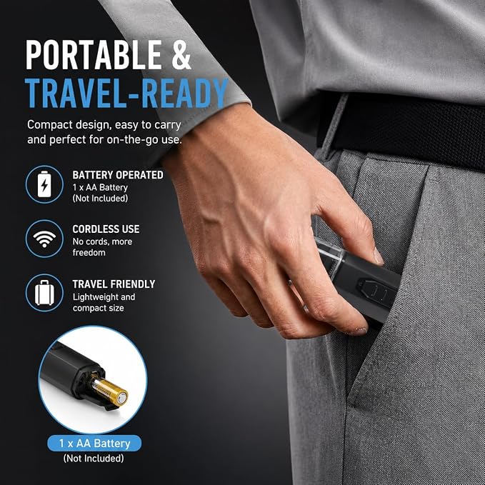 Oogway Master® Nose Hair Trimmers for Men, IPX7 Waterproof Ear and Nose Hair Cutter Remove Clipper, Dual Edge Blades for Easy Cleansing, Portable Electric Eyebrow & Facial Grooming Kit Painless