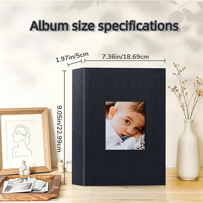 Popotop Photo Album 4x6-200 Photos Photo Books with 200 Horizontal Pockets,Linen Cover Albums for Family Wedding Anniversary Baby Vacation Pictures