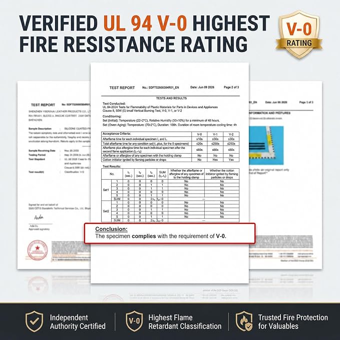 4200℉ Fireproof Document Bag, Important Waterproof Document Holder with Thermal Insulation Layer, Legal Size Fireproof Envelope with Zipper/Reflective Strip