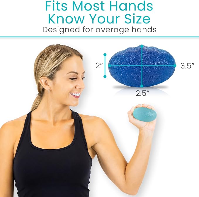 Vive Squeeze Balls for Hand Therapy Set (4 Pack) - Grip Strengthener | Occupational Exercise Equipment for Arthitis, Parkinsons, Stroke, Carpal Tunnel Recovery - Stress Relief Massage Putty Finger