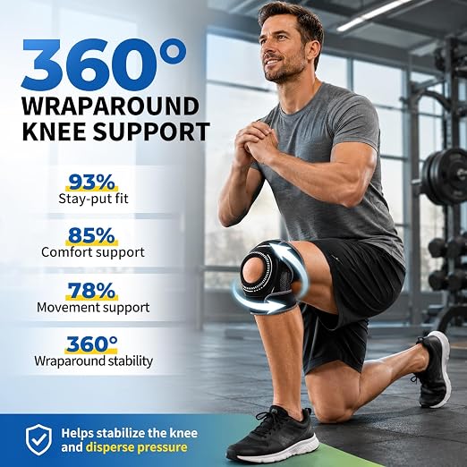 CAMBIVO ELITE Knee Brace with Side Stabilizers & Open Patella Gel Pad — Adjustable Support for Meniscus, Arthritis, ACL, MCL Recovery, Knee Support for Men and Women - Please Check Size Chart
