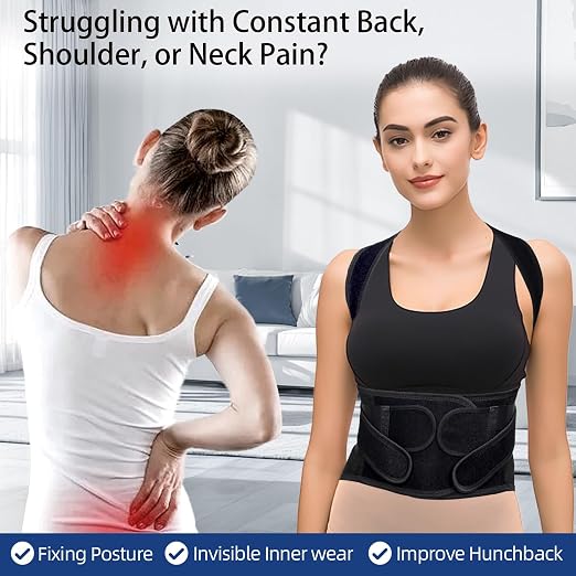 Upgraded Posture Corrector for Women & Men, Back Brace for Upper/Lower Back Pain, Herniated Disc, Sciatica,Adjustable Support & Bionic Panel M (29"-34")
