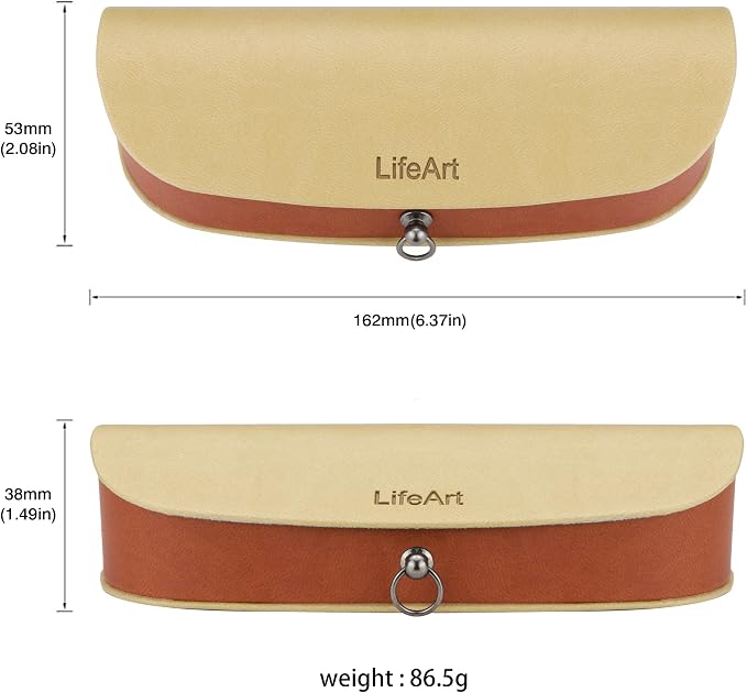 LifeArt Eyeglass Case Hard Shell, Portable Sunglass Case, Fashionable PU Leather Eyeglass Case, Lightweight