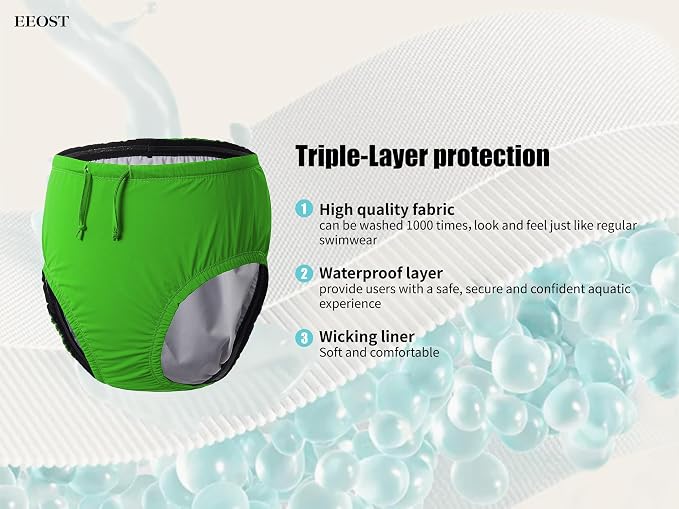 Adult Reusable Swim Diapers Special Needs Swimwear for Incontinence | Adult reusable swim diaper with waterproof leakproof cover for incontinence and pool use