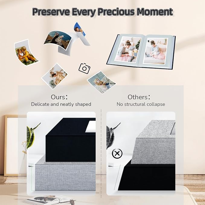 popotop Photo Album 4x6-100 Photos Photo Books with 100 Vertical Pockets,Linen Cover Albums for Family Wedding Anniversary Baby Vacation Pictures