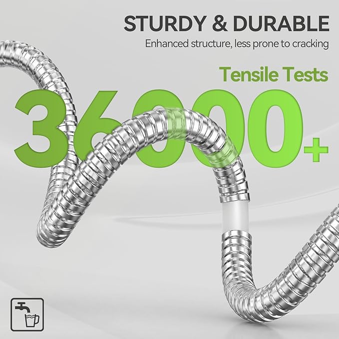 SPECILITE Expandable Metal Garden Water Hose 100 FT with Adjustable Nozzle | 1.5X Expandable, 304 Stainless Steel Heavy Duty, Flexible, Kink Free, Leak-Proof, Lightweight, for Reel Outdoor Yard Car Wash