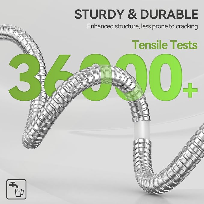 SPECILITE Expandable Metal Garden Water Hose 50 FT with Adjustable Nozzle | 1.5X Expandable, 304 Stainless Steel Heavy Duty, Flexible, Kink Free, Leak-Proof, Lightweight, for Reel Outdoor Yard Car Wash
