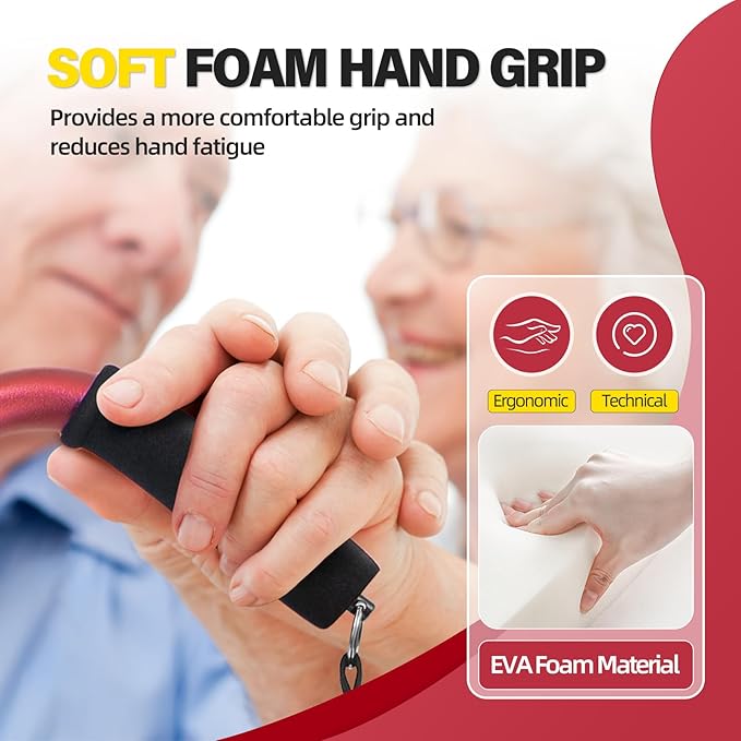 BeneCane Walking Cane Adjustable Cane with Offset Soft Cushioned Handle for Men & Women Lightweight Comfortable Extra Stability Base Mobility Aid for Men Women and Seniors