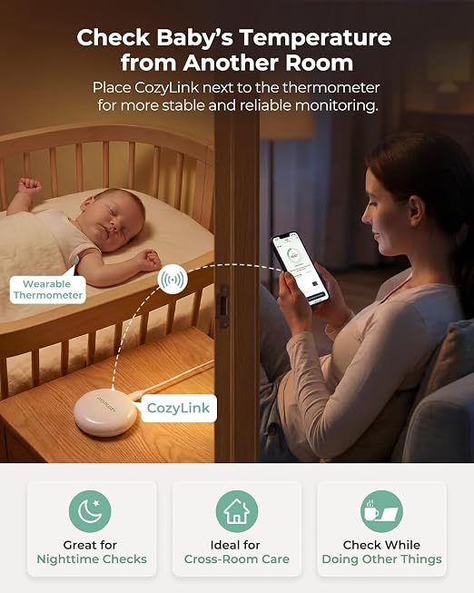 Momcozy CozyLink for Wearable Digital Thermometer, Accessory Only | Not a Thermometer, Requires Momcozy Baby Thermometer,More Stable Remote Temperature Monitoring Within 10m，Signal-Boosting