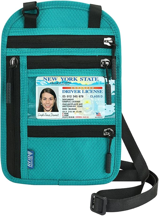 Neck Wallet Lightweight RFID Blocking Waterproof Travel Pouch Passport Wallets for Women Men