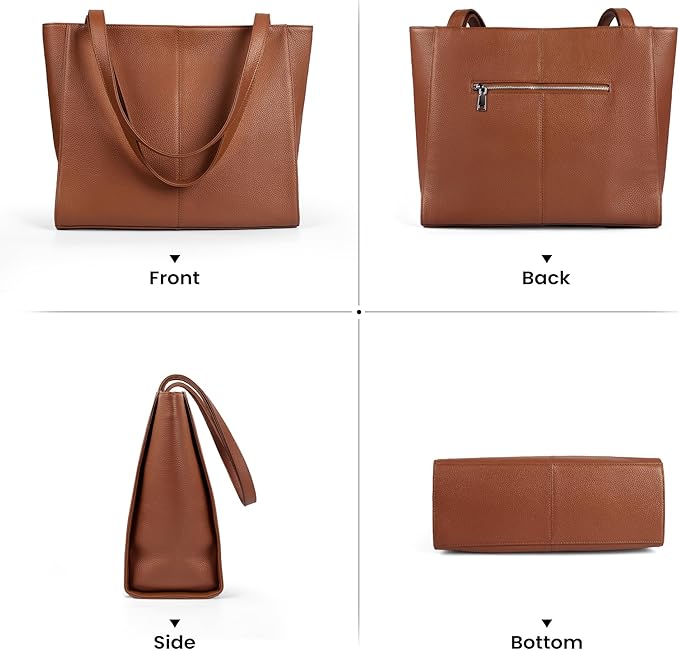 befen Genuine Leather Tote Bag for Women Work, Women's Leather Shoulder Bags Purses Satchel Handbags with Laptop Compartment