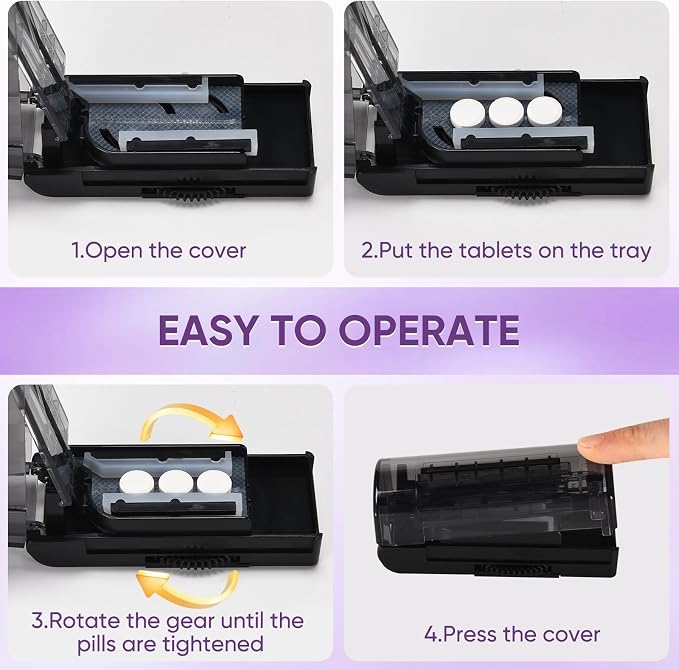Multiple Pill Cutter for Small or Large Pills, Adjustable Pill Splitter for Multi Tablets, Stainless Steel Cutting Blade and Blade Guard (Black)