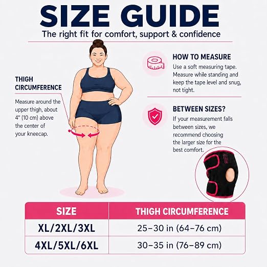 Fit Geno Knee Brace for Women Plus Size: Knee Support for Big Legs, Adjustable Compression with Side Stabilizers, Open Patella Brace for Arthritis, Meniscus Tear, ACL Pain Relief (XL–3XL)