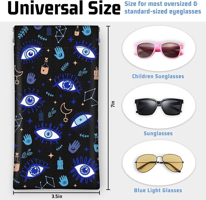 Soft Sunglasses Eyeglass Glasses Case,7x3.5inch Portable PU Leather Squeeze Top Holder Bag Pouch for Women Men