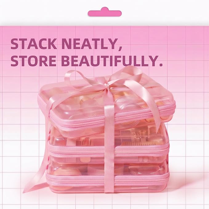 CoiiJoii 6Pcs Large Clear Hard Shell Zippered Case, Diaper Bag Organizing Pouches, Waterproof Cosmetic Bag, Kid's Toy Storage Organizer Bins, Pencil Case.