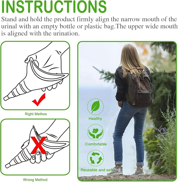 Female Urination Device, Reusable Female Urinal Silicone Women Pee Funnel | Women to Pee Standing Up, The Perfect Companion for Camping,Travel travel outdoor, folds compact, easy rinse
