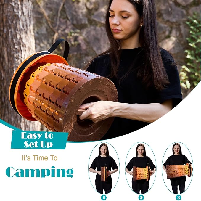 Collapsible Stool with Cushion,1000 lbs Capacity,19.7-in Adjustable Height | Wider & Taller Heavy Duty Portable Telescoping Folding Seat Chair for Adults Camping,Fishing,Travel,Queue Wait,Stadium View