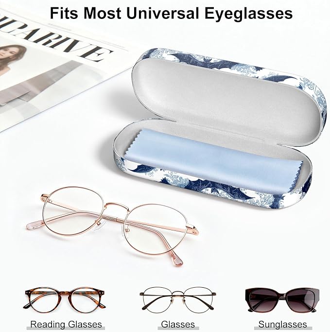 Hard Shell Leather Sunglasses Case,Classic Fashionable Cute Large Glasses Case for Women Men,Sunglass Eyeglasses