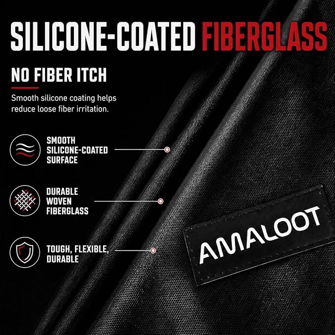 AMALOOT® Heavy Duty Welding Blanket 2-Pack – Silicone Coated Fiberglass Fireproof Blanket with Kevlar Stitching, 4ft x 6ft, Heat Resistant Welding Curtain & Protection for Welding, Grill & Smoker