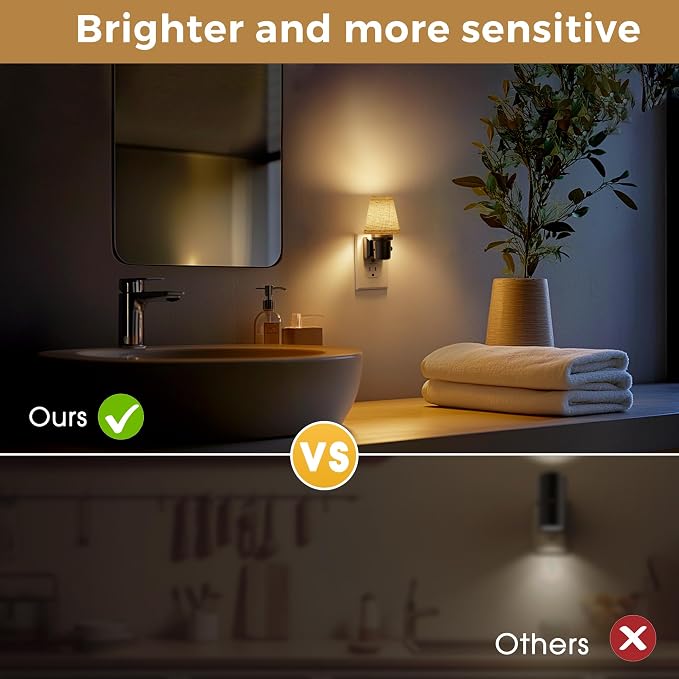 L LOHAS LED Night Lights Plug into Wall, Linen Fabric Night Light | 2 Pack Round Platform Decor Vintage Nightlight with Dusk to Dawn Sensor,0-100LM Dimmable,for Bedroom Living Room Hallway