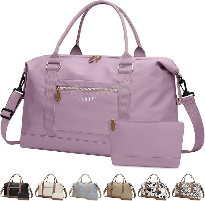 ELONGRIVER Travel Duffle Bag for Women, Weekender Bags, Hospital Bag for Labor Delivery, Lightweight Tote Duffel Overnight Bag with Luggage Sleeve,Airplane Travel Bags (Purple, X-Large)