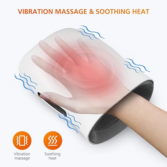 Snailax Hand Massager with Heat and Compression, Cordless Hand Massager, 3 Compression Intensities, Rechargeable, Gifts for Women, Men, Mom