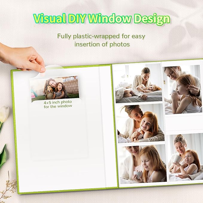Artfeel Photo Album 4x6 with 600 Pockets,Slip-in Picture Albums,Linen Cover Memory Book with Front Window,White Page Vertical Photo Book for Wedding,Family,Anniversare,Baby,Vacation