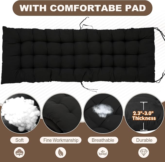 Comfy Folding Recliner Chair -Bedroom Living Room Chairs | Patio Lounge Chair with Removable Cushion for Indoor Outdoor