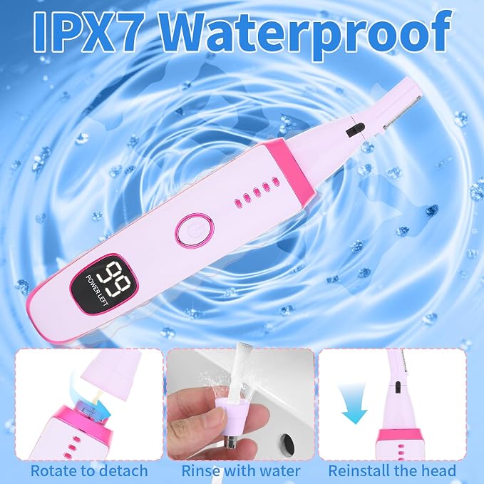 Nose & Ear Hair Trimmer with LED Display for Men and Women, 2026 USB Rechargeable Facial Trimmer Clipper for Easy Cleansing, Portable Painless Grooming Kit (Purple)