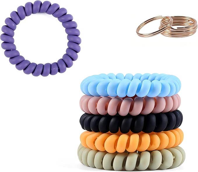 7 PCS Stretchable Spiral Coil Wrist Keychain