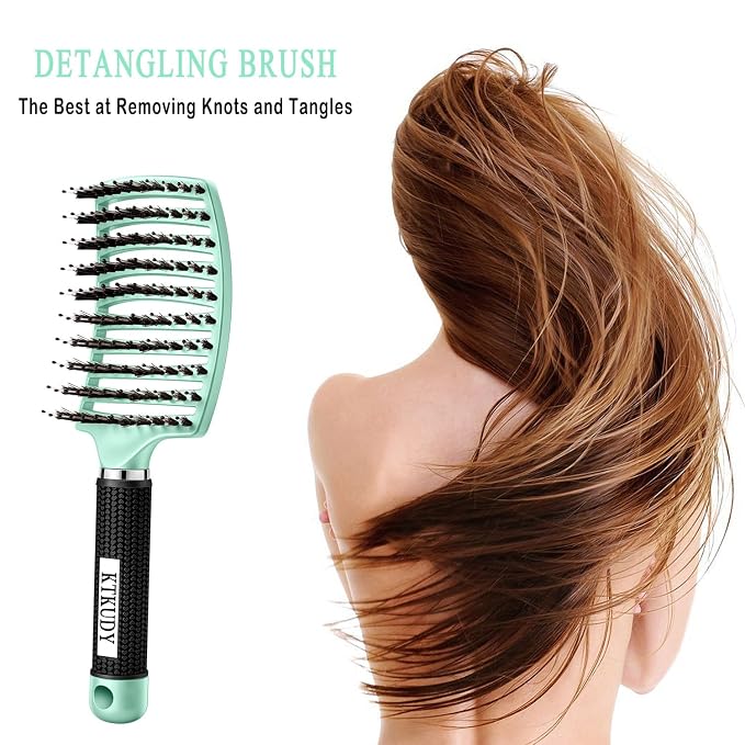 Detangling Brush for Women & Kids, Wet & Dry Hair, All Hair Types | Less pulling & breakage, Boar bristles tame frizz & add shine, Vents for faster blow-drying, Lightweight 4 oz, Non-slip grip