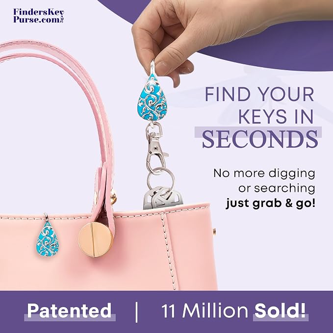 Women’s Bag Charm Key Finder, Car Keychain Hook, Cute Purse Organizer & Tote Bag Accessories, Gifts for Mom - Original