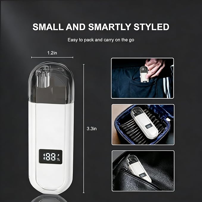 Nose Trimmer IPX7 USB Rechargeable Men Travel Friendly Easy Clean | Upgraded Women Ear Trimmer, Painless Quiet Dual Blade Electric Trimmer, Waterproof USB Rechargeable, Bathroom Home, White