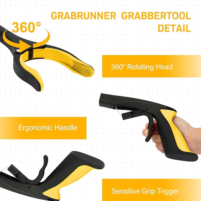 Grabber Reacher Tool -2 Pack 32” Reacher Grabber Tool with Strong Magnetic and Swivel Head - Pick Up Stick Grabbers for Seniors, Trash, Surgery Recovery Must Haves Gifts(Yellow)