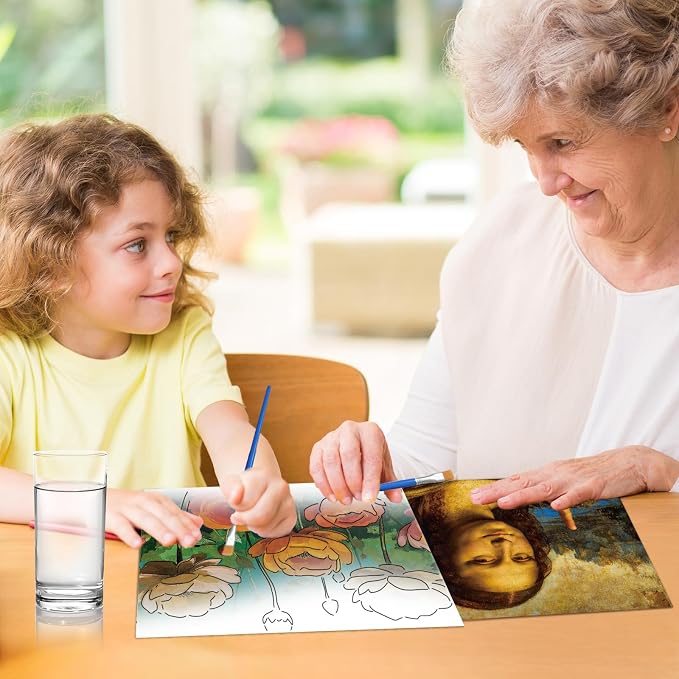 36Pcs Dementia Activities for Seniors,Reusable Water Coloring Set for Dementia Memories Activities, Adults Seniors Toys Games with Painting Brush Drawing Gifts (Famous Paintings of the World)
