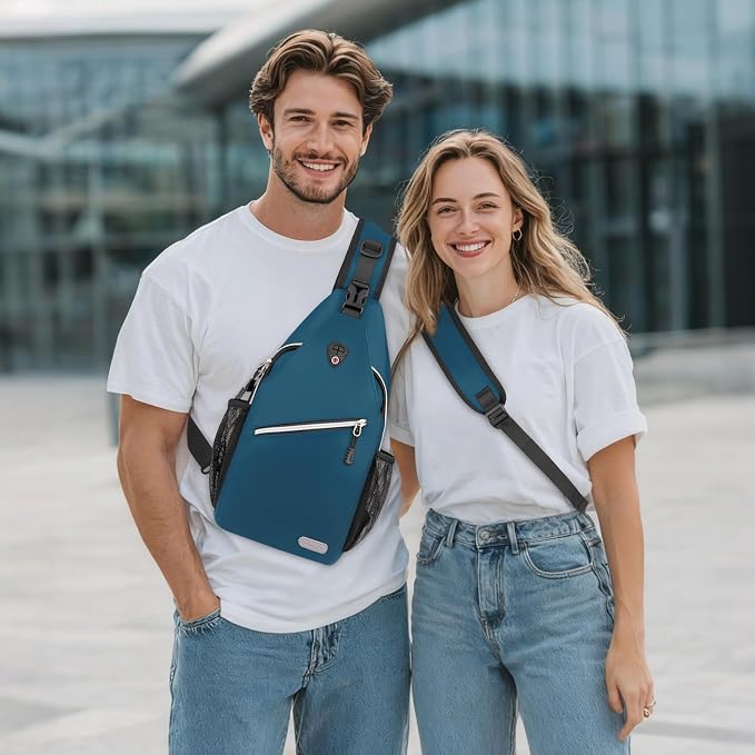 MOSISO Small Sling Bag for Men, Crossbody Shoulder Chest Daypack Bag | Sling Backpack for Casual Travel Hiking