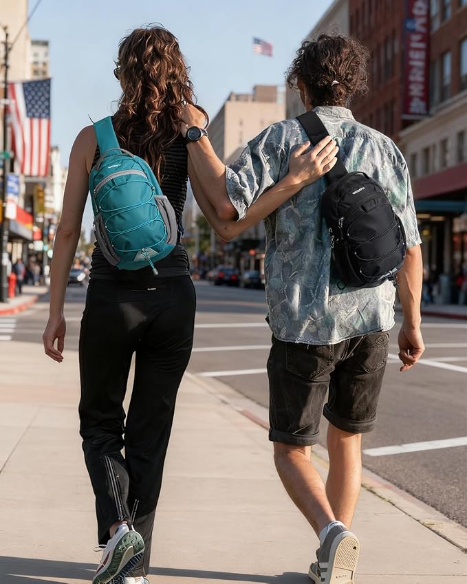WATERFLY RFID Anti Theft Sling Bag: Small Crossbody Travel Hiking Daypacks | RFID pocket,Multi-compartment pocket,Water-resistant,Adjustable shoulder strap with card pocket,Lightweight nylon