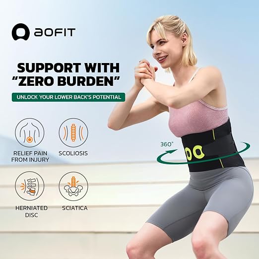 aoFIT Back Brace for Men Lower Back Pain Women Relief with 360-Degree Biochemical Hug Support without Suspenders Back Support Belt Soft Breathable Fabric Lumbar Support for Herniated Disc Sciatica XL
