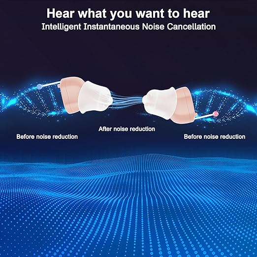 Rechargeable True Hearing Aids for Seniors Not Amplifiers Hearing Loss with Noise Cancellation 16 Channel Digital & Invisible Design with Charging Box